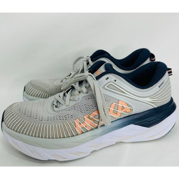 HOKA One One Bondi 7 Running Shoes – Women’s Size 9.5 Gray Navy - Picture 4 of 8